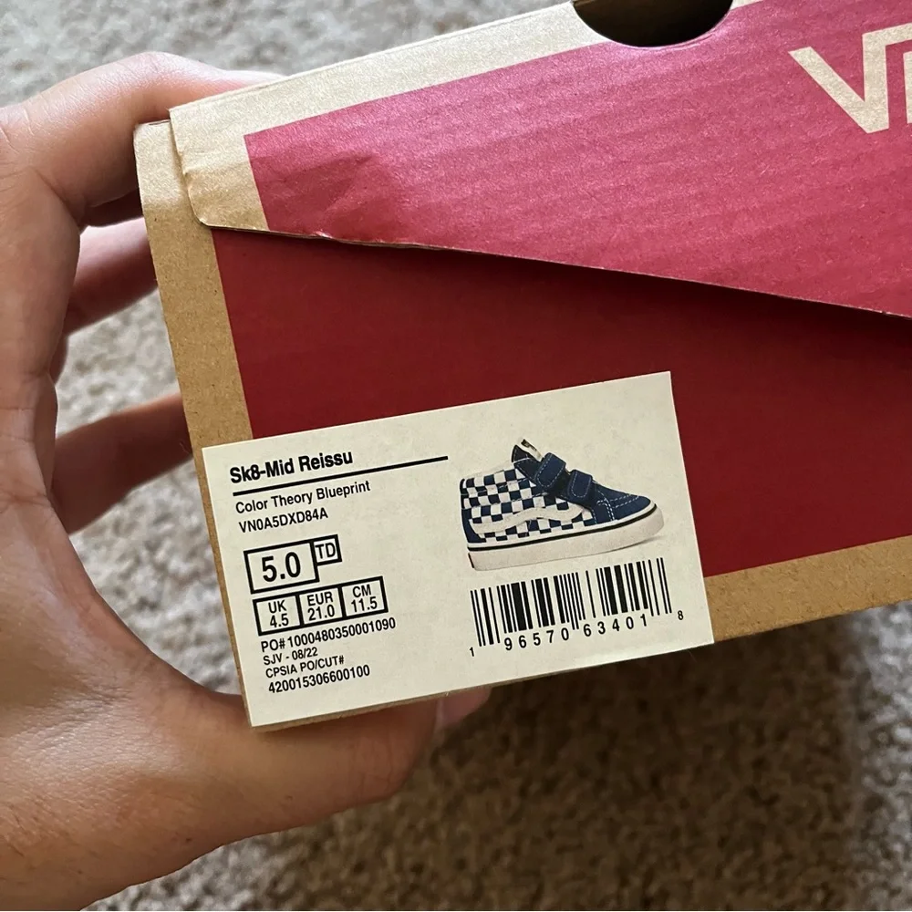 New Vans Toddler Sk8-Mid Reissue V Color Theory Blueprint Shoes Size 5